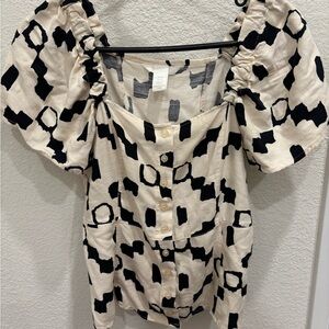 H&M square neck button up blouse